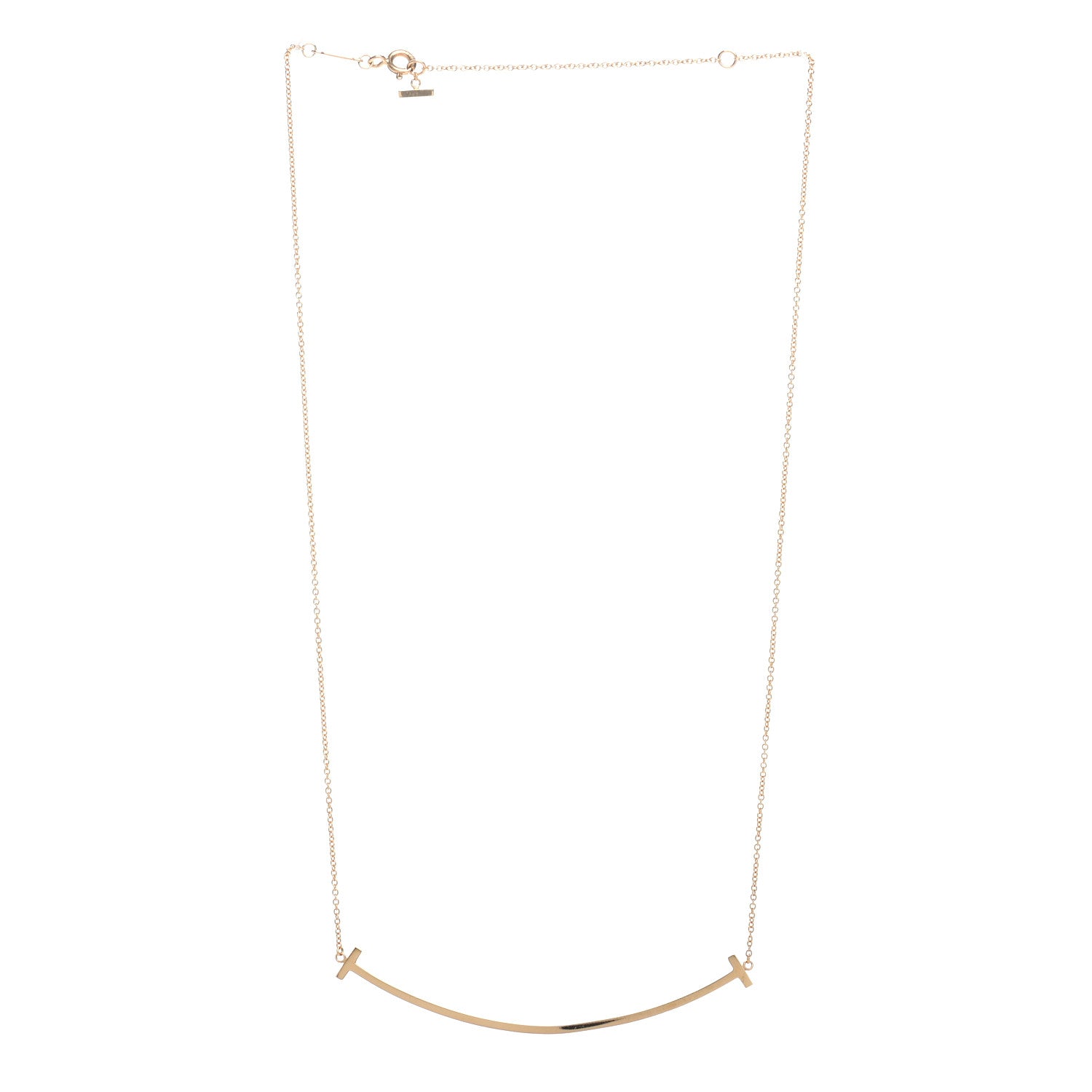 Tiffany 18K Yellow Gold Large T Smile Pendant Necklace 3 of 5