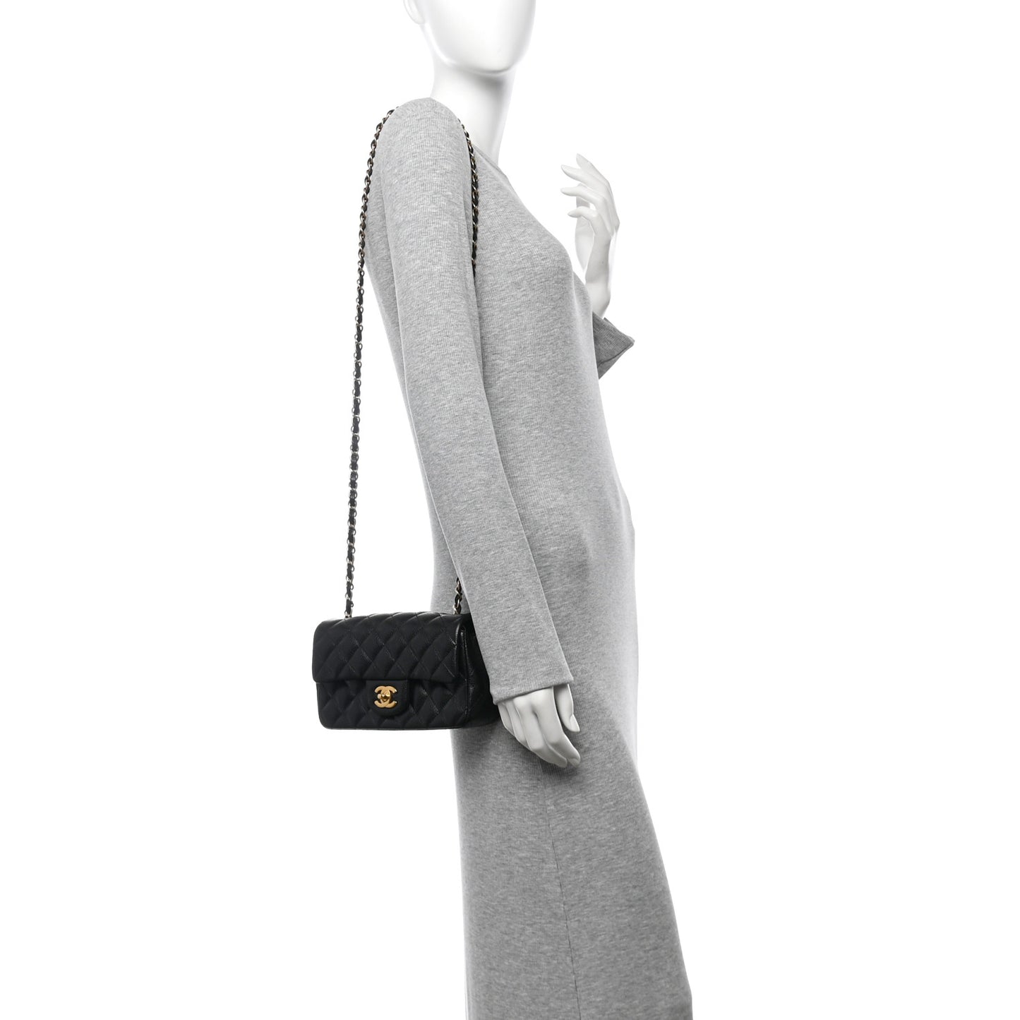 Caviar Quilted Mini Rectangular Flap Black