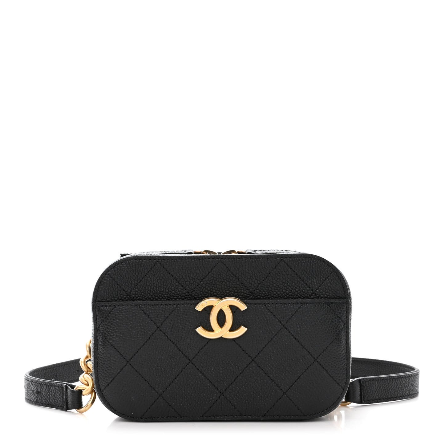 Caviar Stitched Waist Bag Black