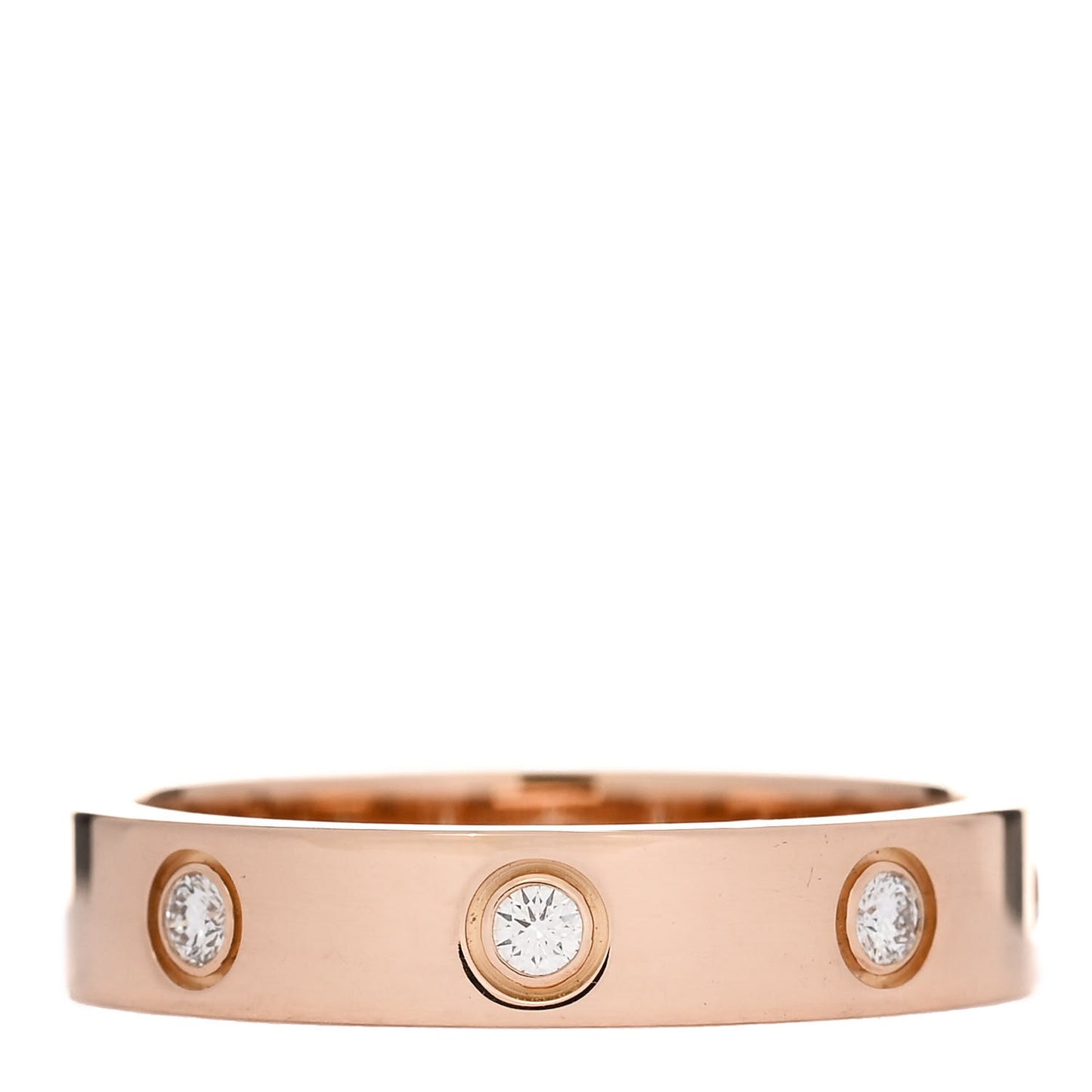 18K Pink Gold 8 Diamond 4mm LOVE Wedding Band Ring 55 7.25