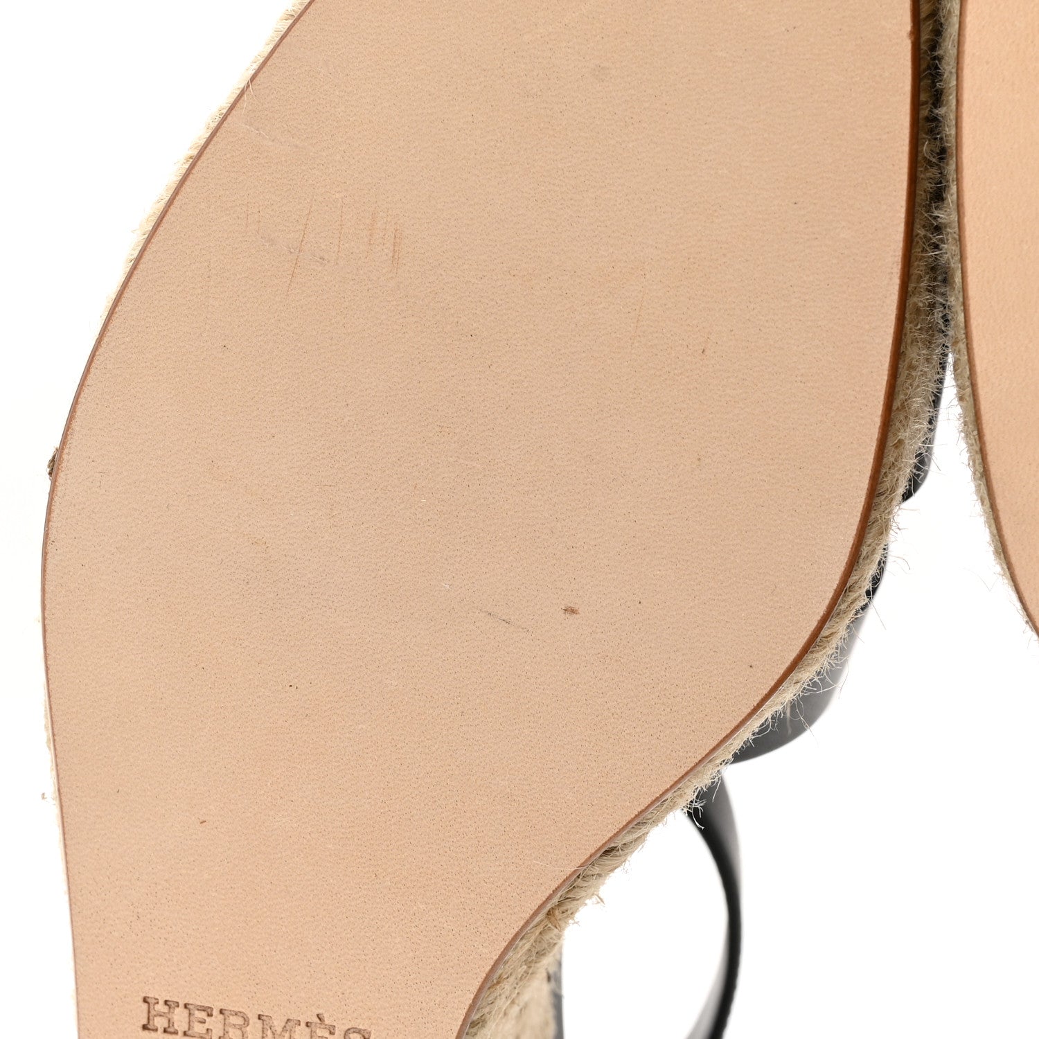 Hermes Goatskin Elda Espadrille Wedge Sandals 36 Black 9 of 11