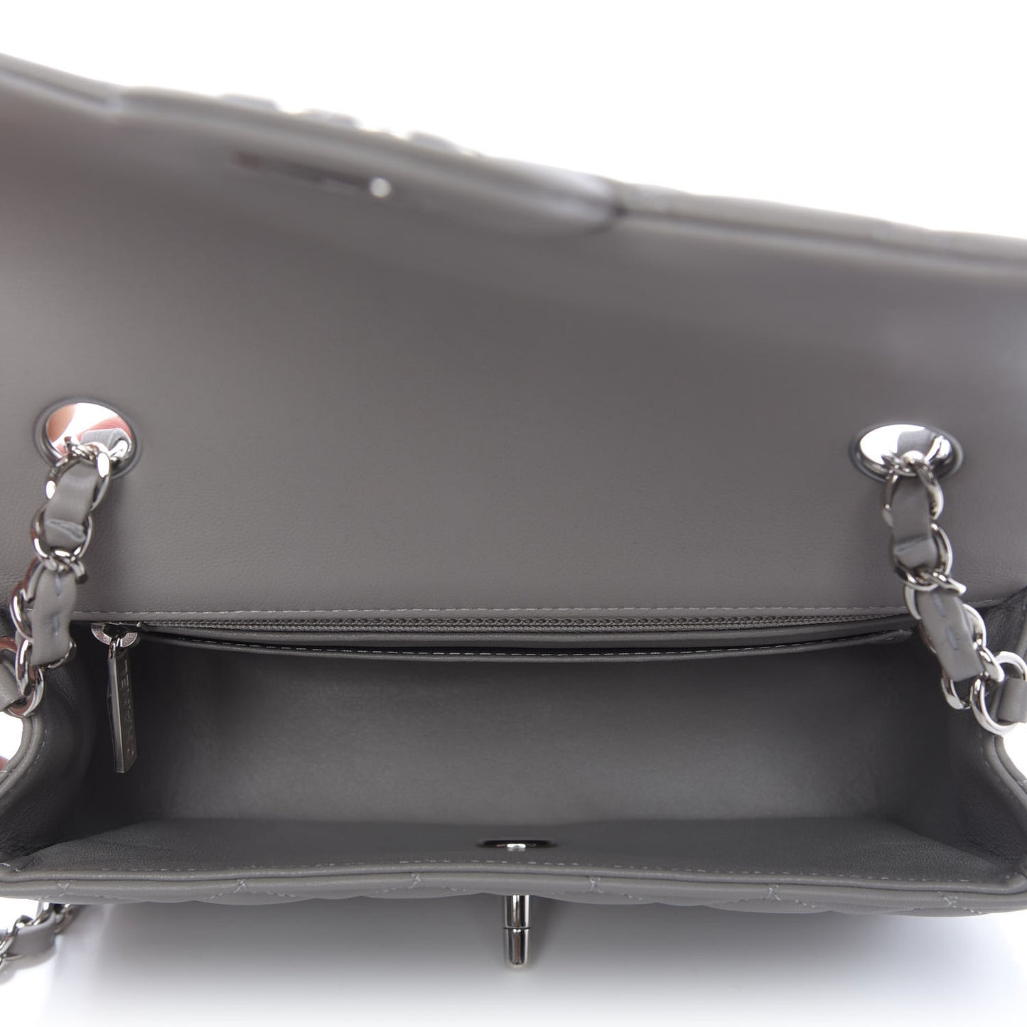 Lambskin Quilted Mini Rectangular Flap Grey