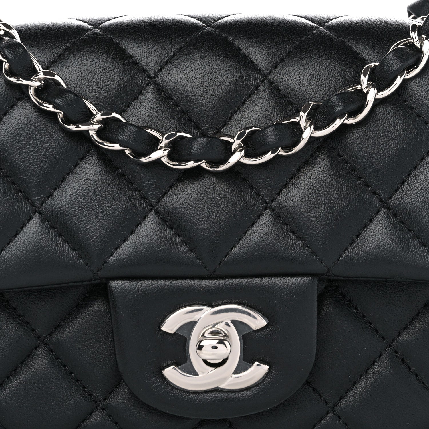 Chanel Lambskin Quilted Mini Rectangular Flap Black 8 of 10