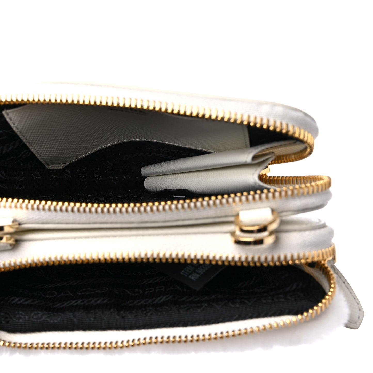 Saffiano Shearling Triangle Mini Pouch White