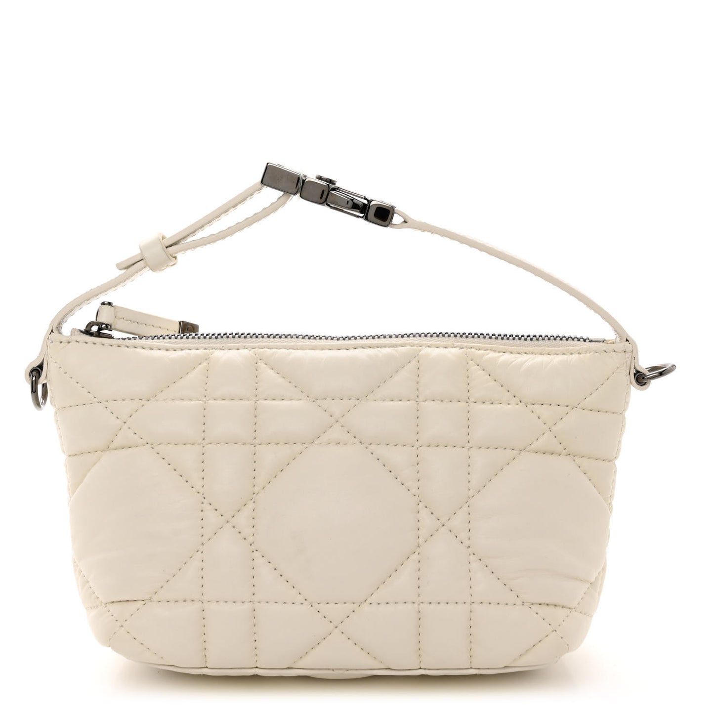 Calfskin Macrocannage Small Diortravel Nomad Pouch Ivory