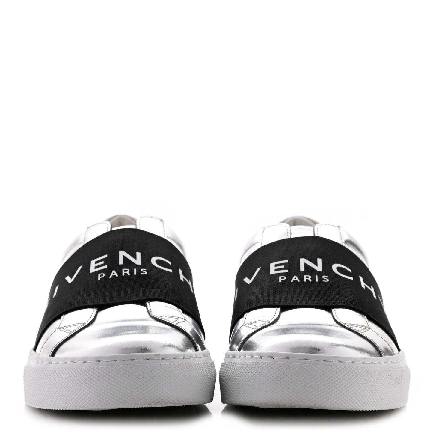 Calfskin Band Logo Womens Urban Street Sneakers 36.5 Silvery