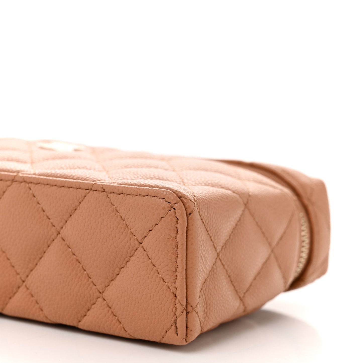 Caviar Quilted Top Handle Slim Vanity With Chain Brown