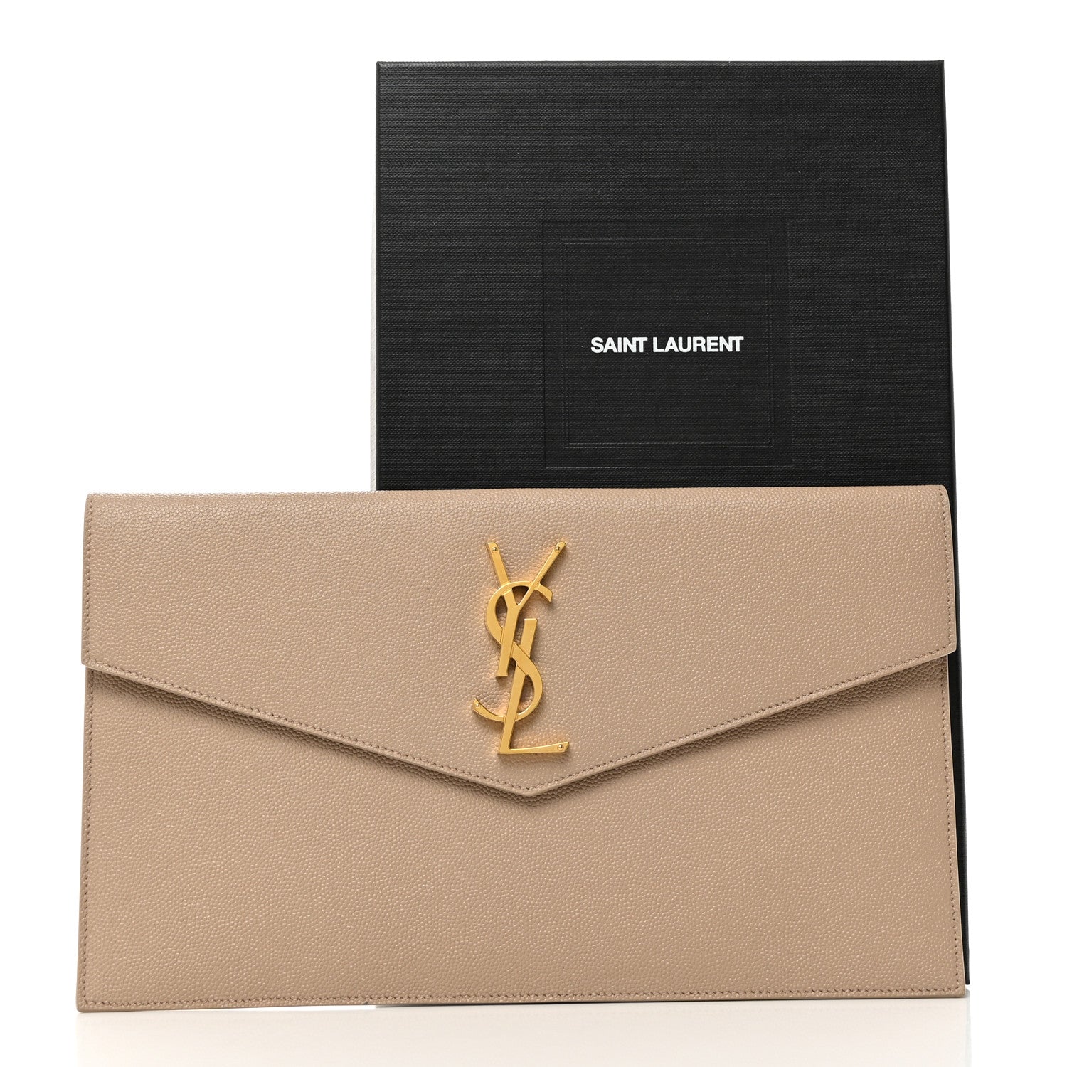 Saint Laurent Grain De Poudre Uptown Pouch Dark Beige 3 of 8