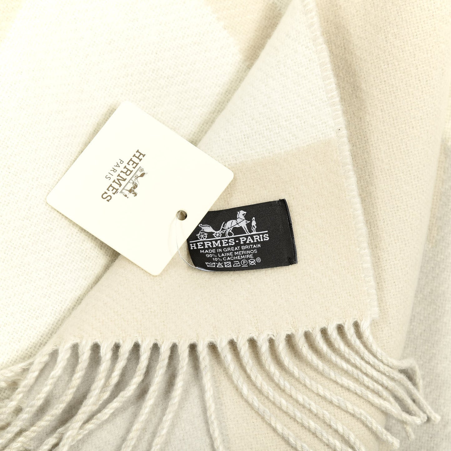 Cashmere Wool Brides De Gala Plaid Blanket Gris Perle