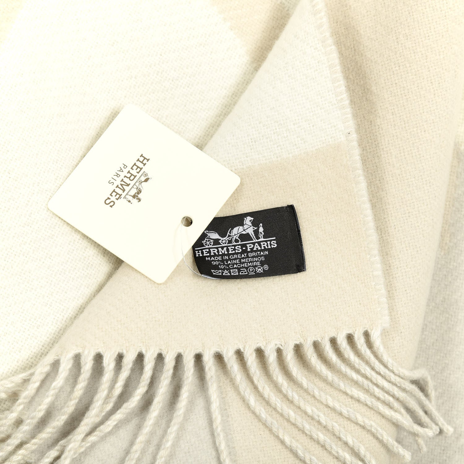 Hermes Cashmere Wool Brides De Gala Plaid Blanket Gris Perle 3 of 3