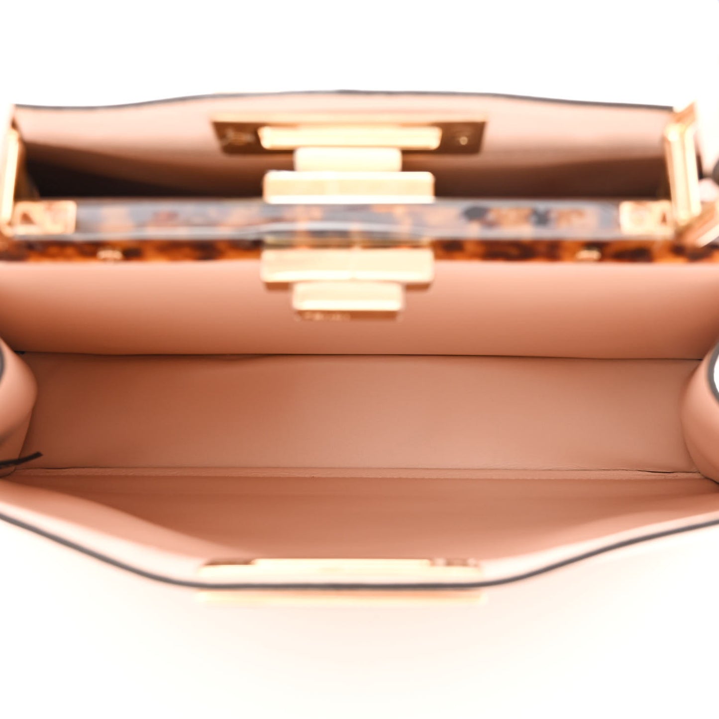 Vitello Seta Shiny Nappa Plexiglass Medium Peekaboo I SEE U Satchel Light Rose