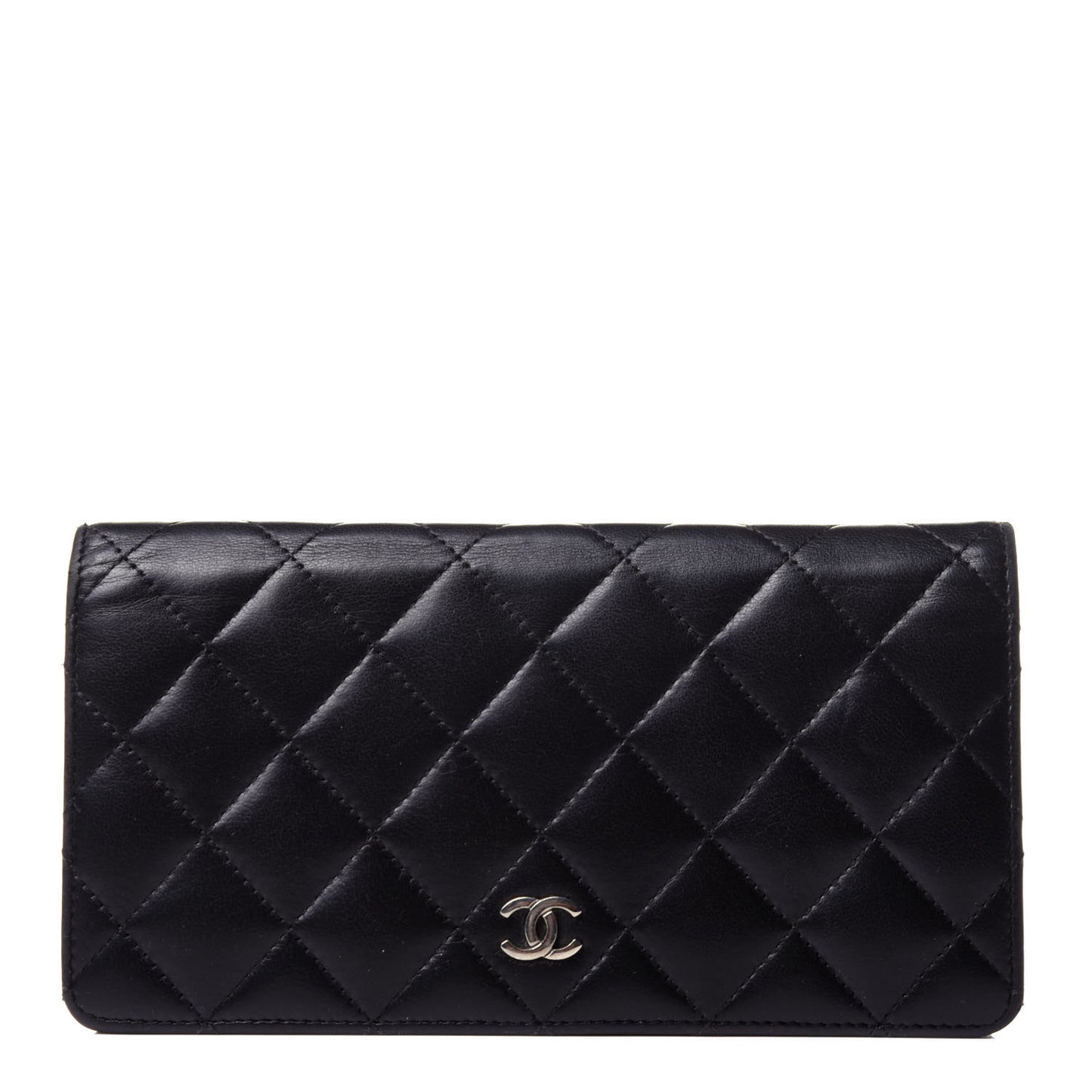 Lambskin Quilted Yen Wallet Black