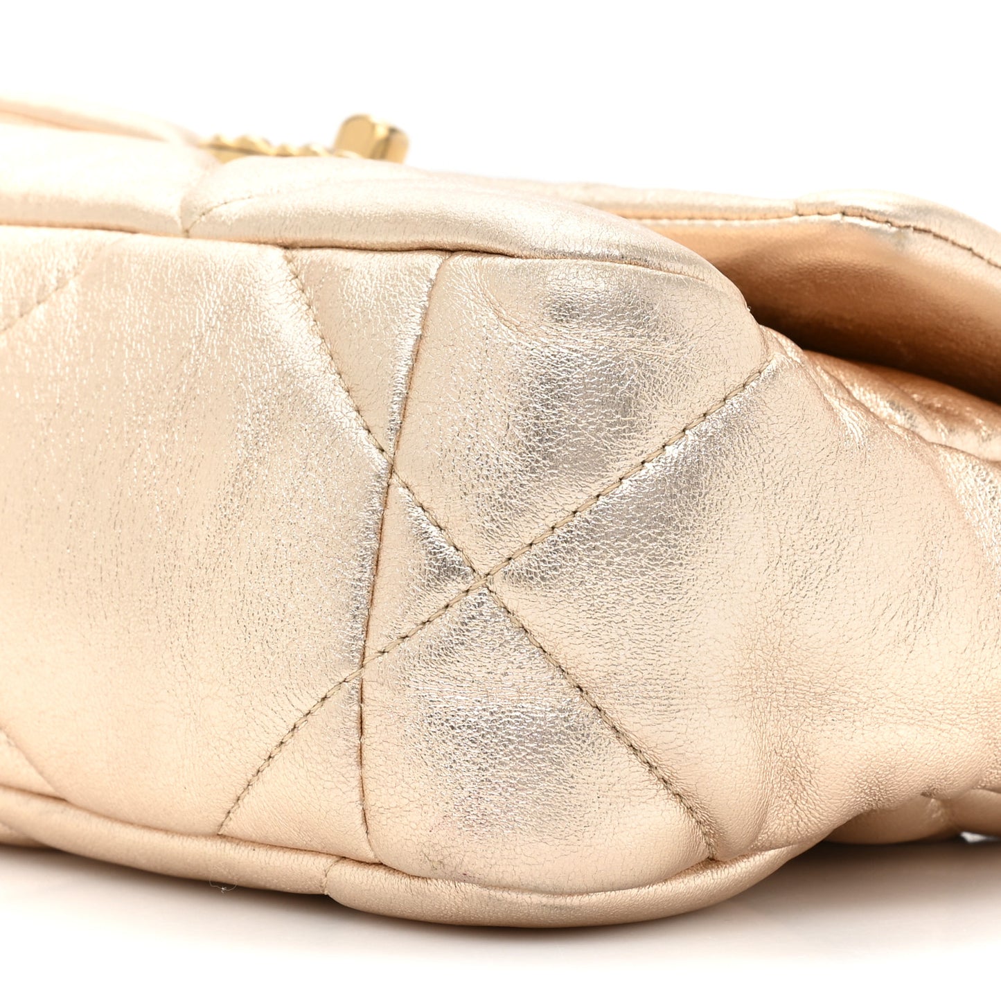 Metallic Lambskin Quilted Medium Chanel 19 Flap Gold