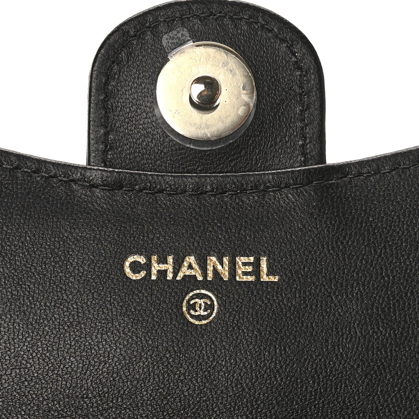 Lambskin Patent Calfskin Quilted Flap Phone Holder With Chain Black