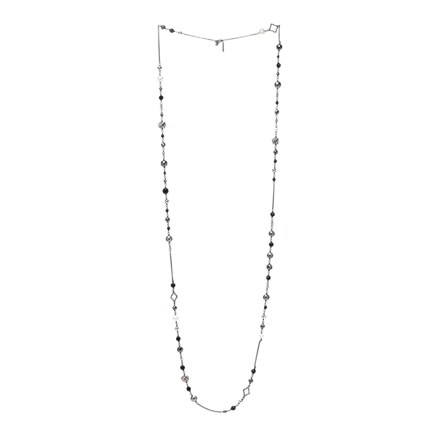 Sterling Silver Black Onyx Hematite Elements Chain Necklace