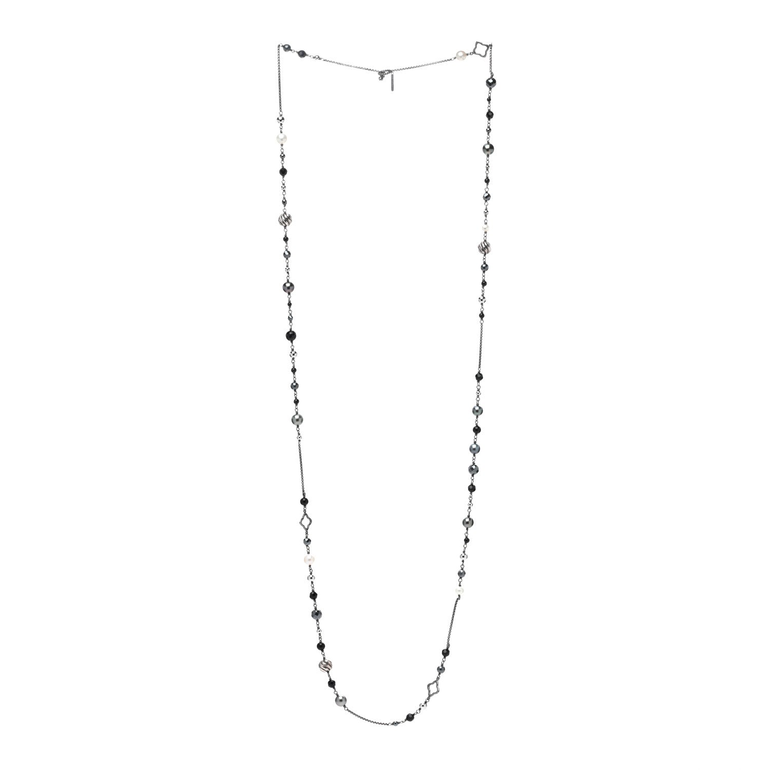David Yurman Sterling Silver Black Onyx Hematite Elements Chain Necklace 2 of 4