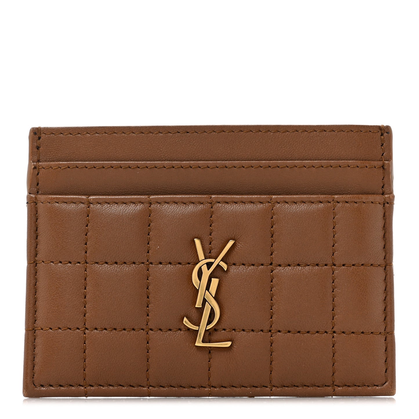 Lambskin Quilted Cassandre Credit Card Case Fox