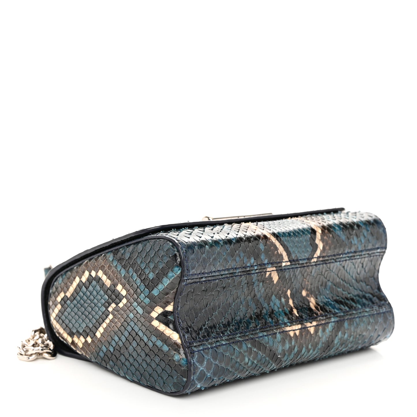 Snakeskin Twist Shoulder Bag PM Blue Multicolor