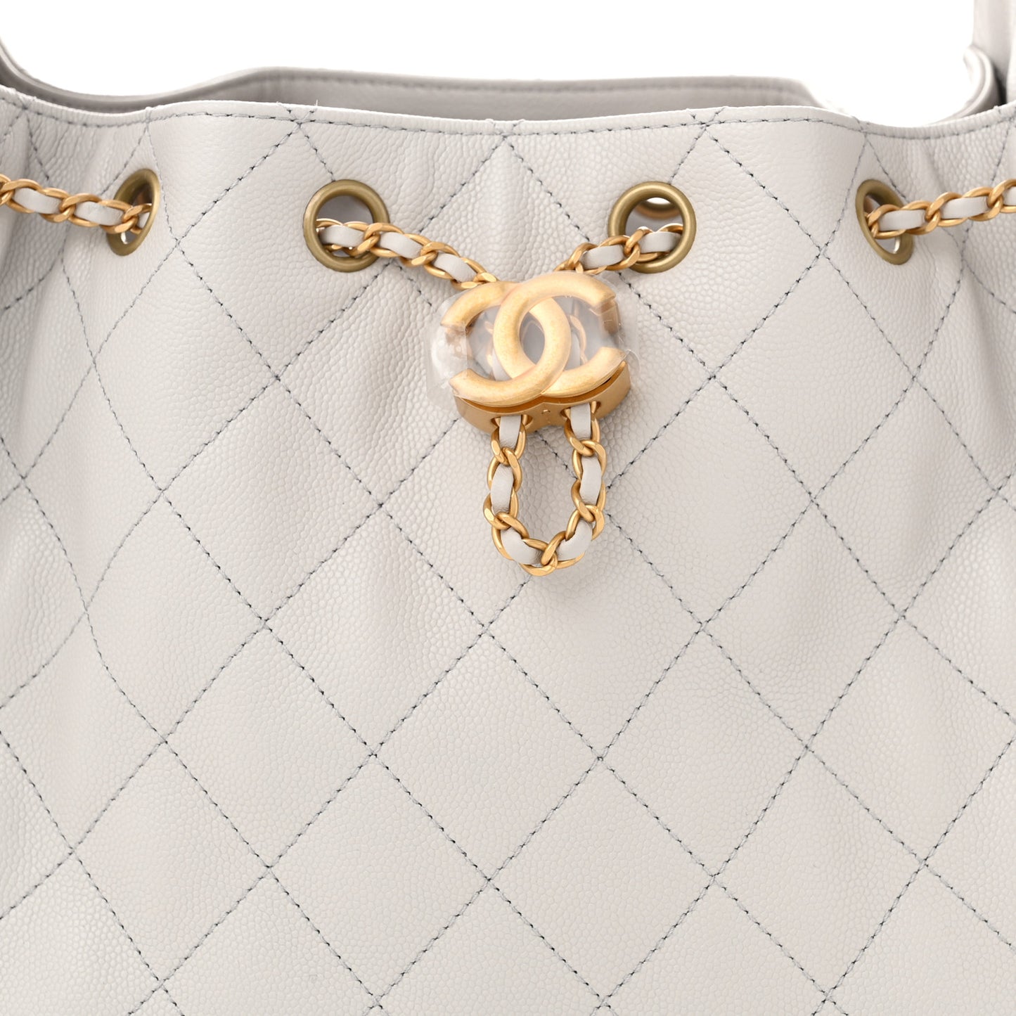 Caviar Quilted Small Chanel 25 Handbag Light Grey