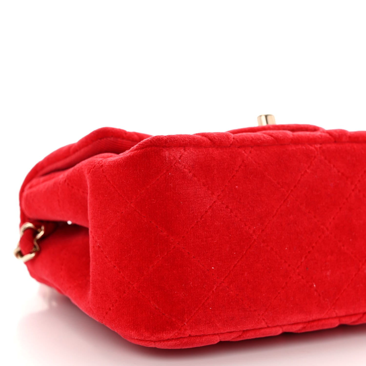 Chanel Velvet Quilted Mini Square Flap Red 9 of 10