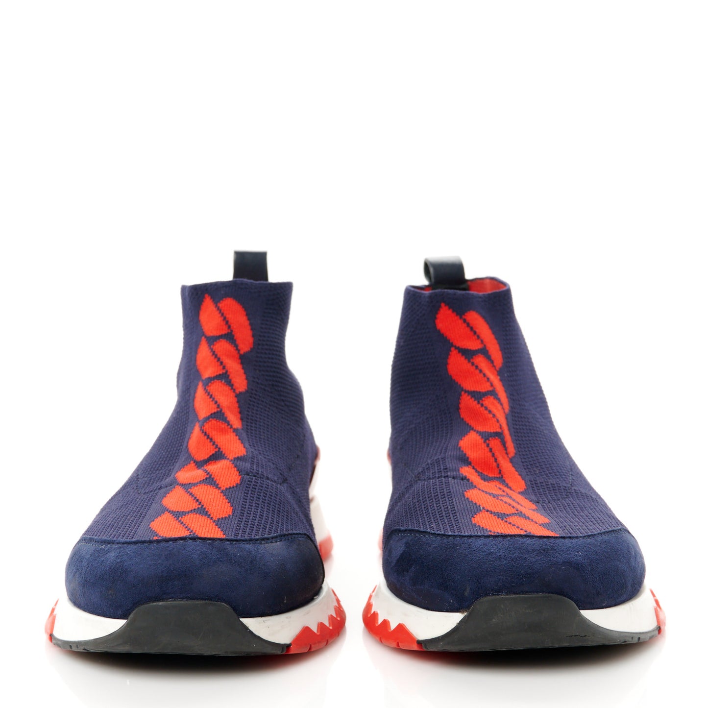 Knit Calfskin Velvet Womens Volo Sneakers 37.5 Bleu Diplomatique