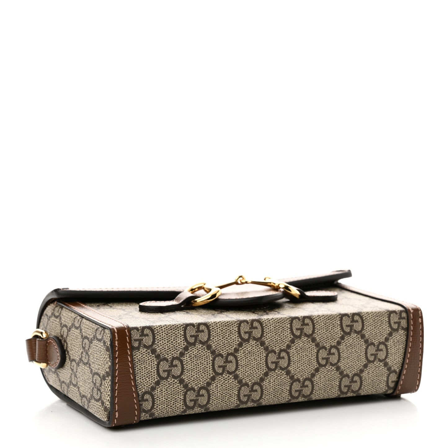 GG Supreme Monogram Mini Horsebit 1955 Shoulder Bag Beige Brown Sugar