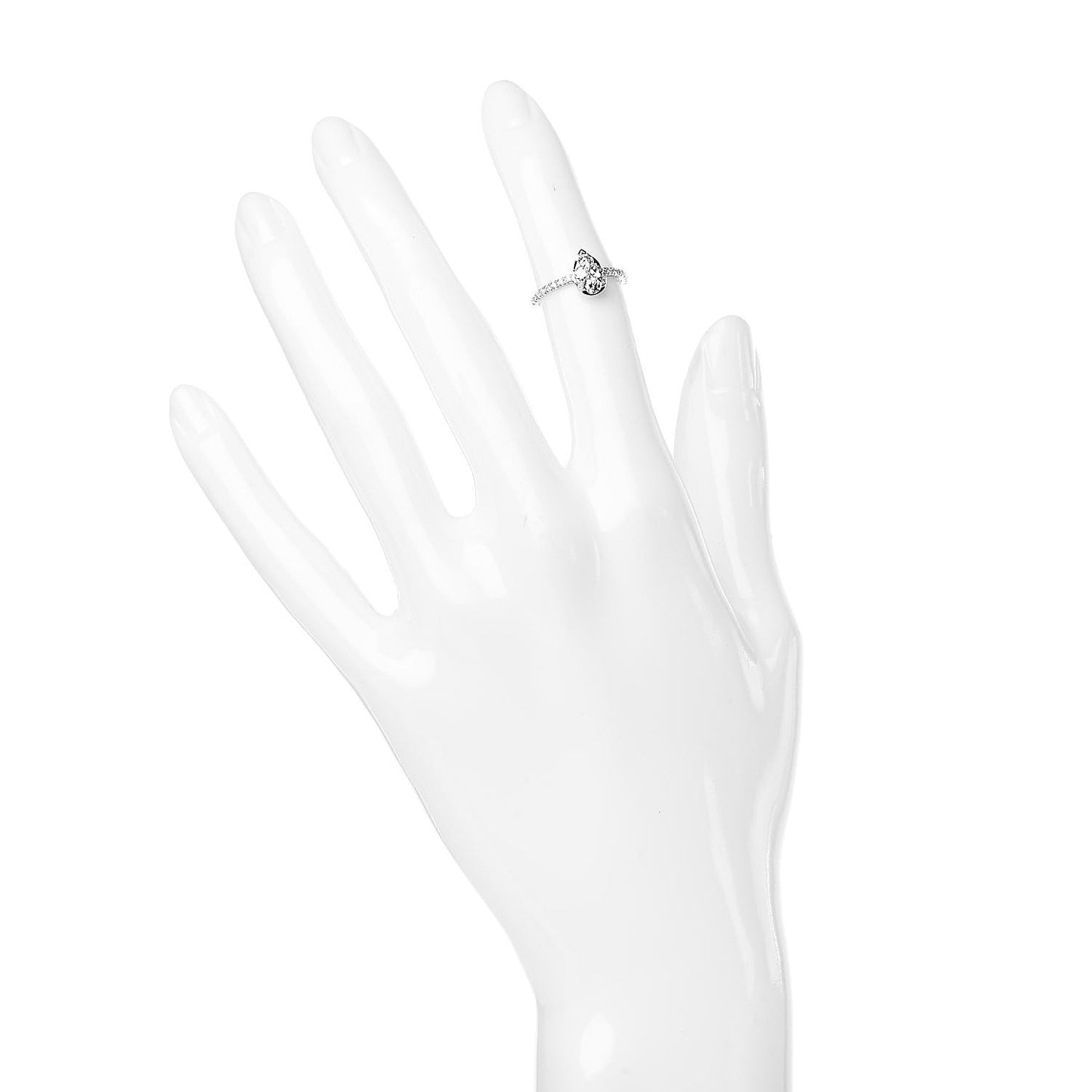 18K White Gold Diamond Etincelle De Drop Ring 46 3.75