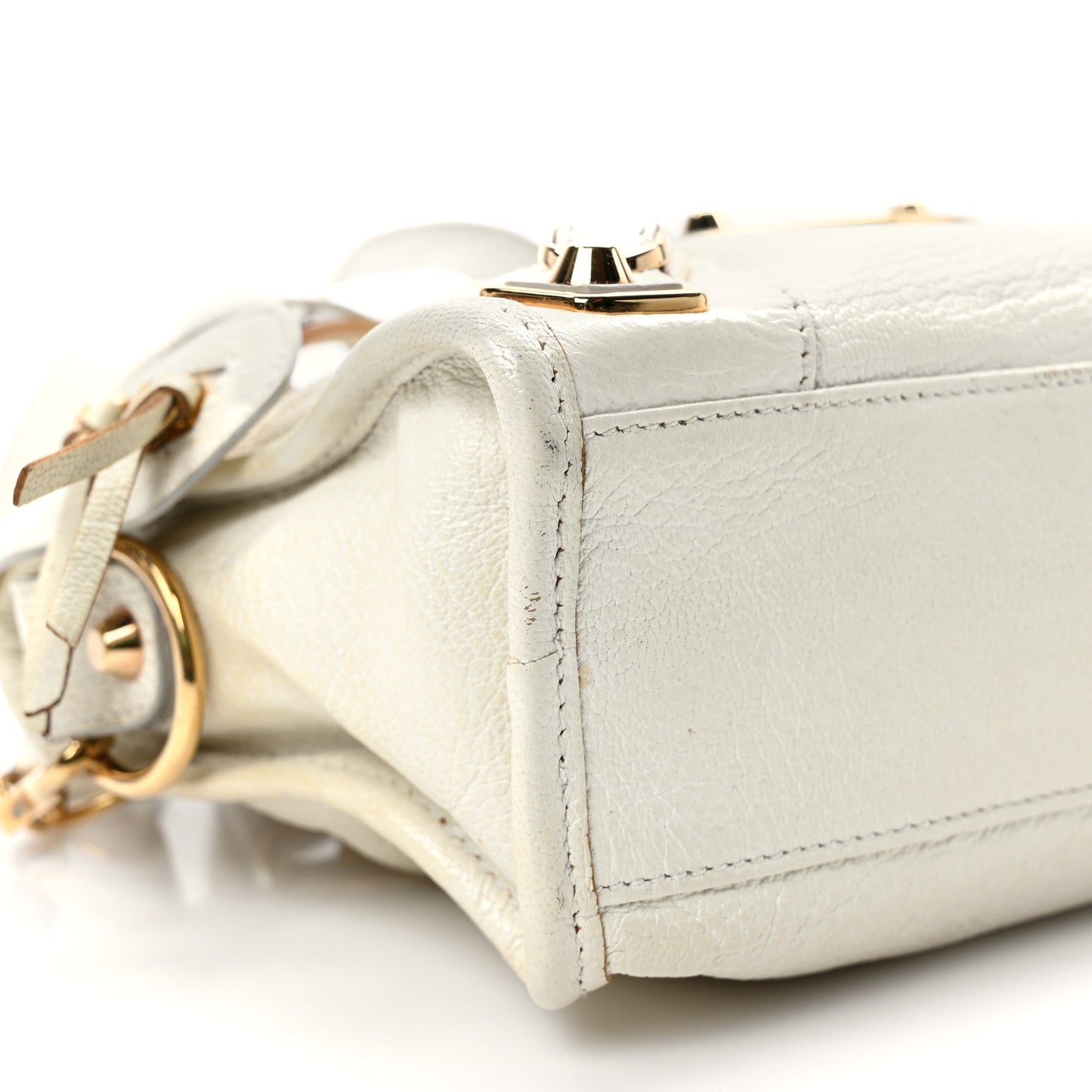Chevre Gold Metallic Edge Hardware Mini City White
