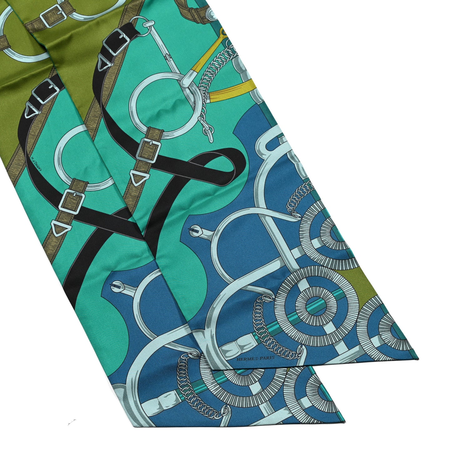 Silk Eperon D'Or Remix Maxi Twilly Vert Bleu Gris