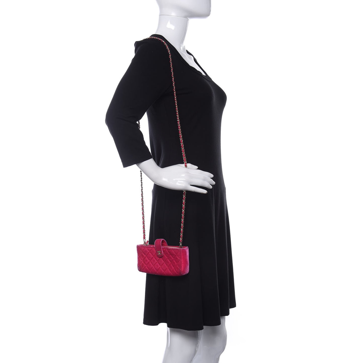 Velvet Quilted Mini Phone Holder Crossbody Bag Pink