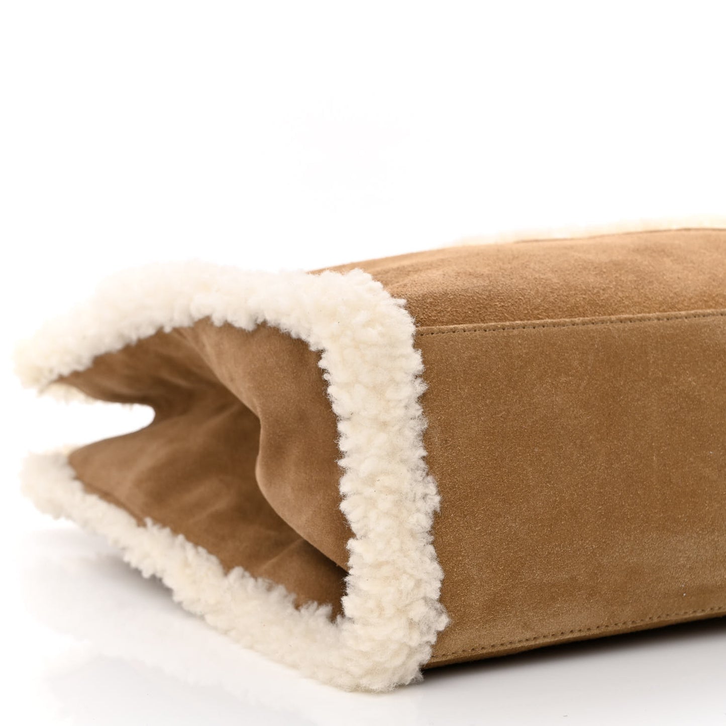 X UGG Suede Shearling Medium Shopping Bag Chestnut