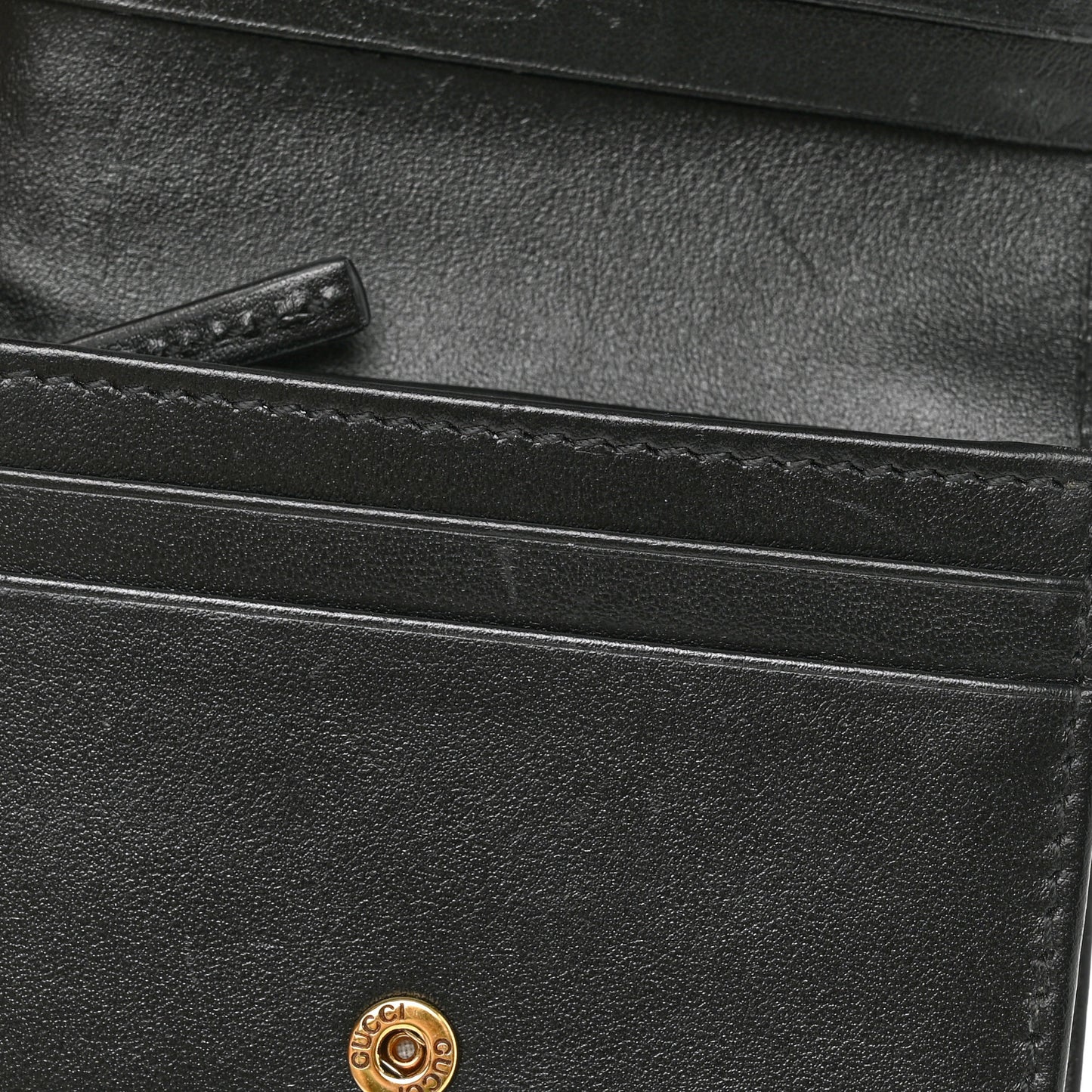 X KEN SCOTT Calfskin Matelasse Floral Print GG Marmont Card Case Wallet Black