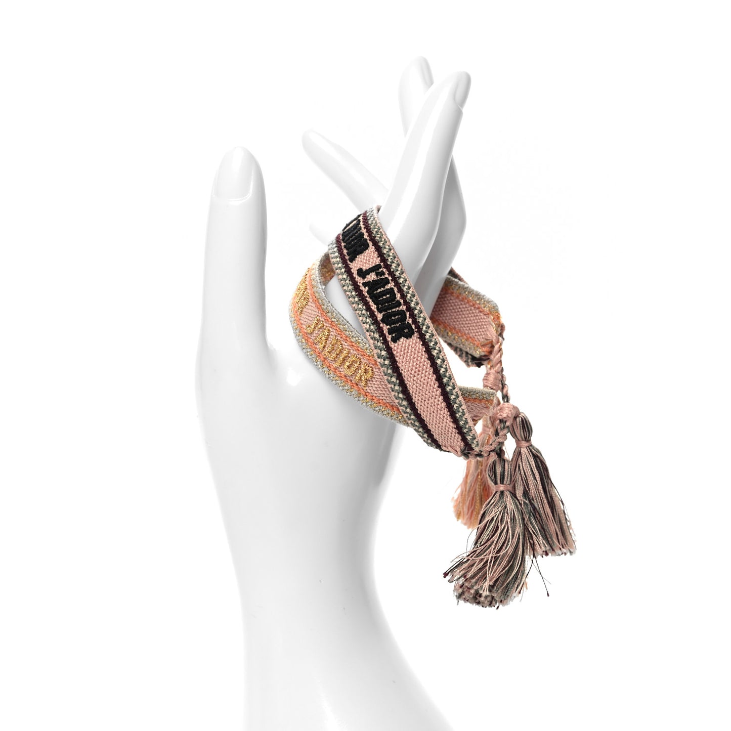 Woven Cotton J'Adior Friendship Bracelet Set Pink Gold