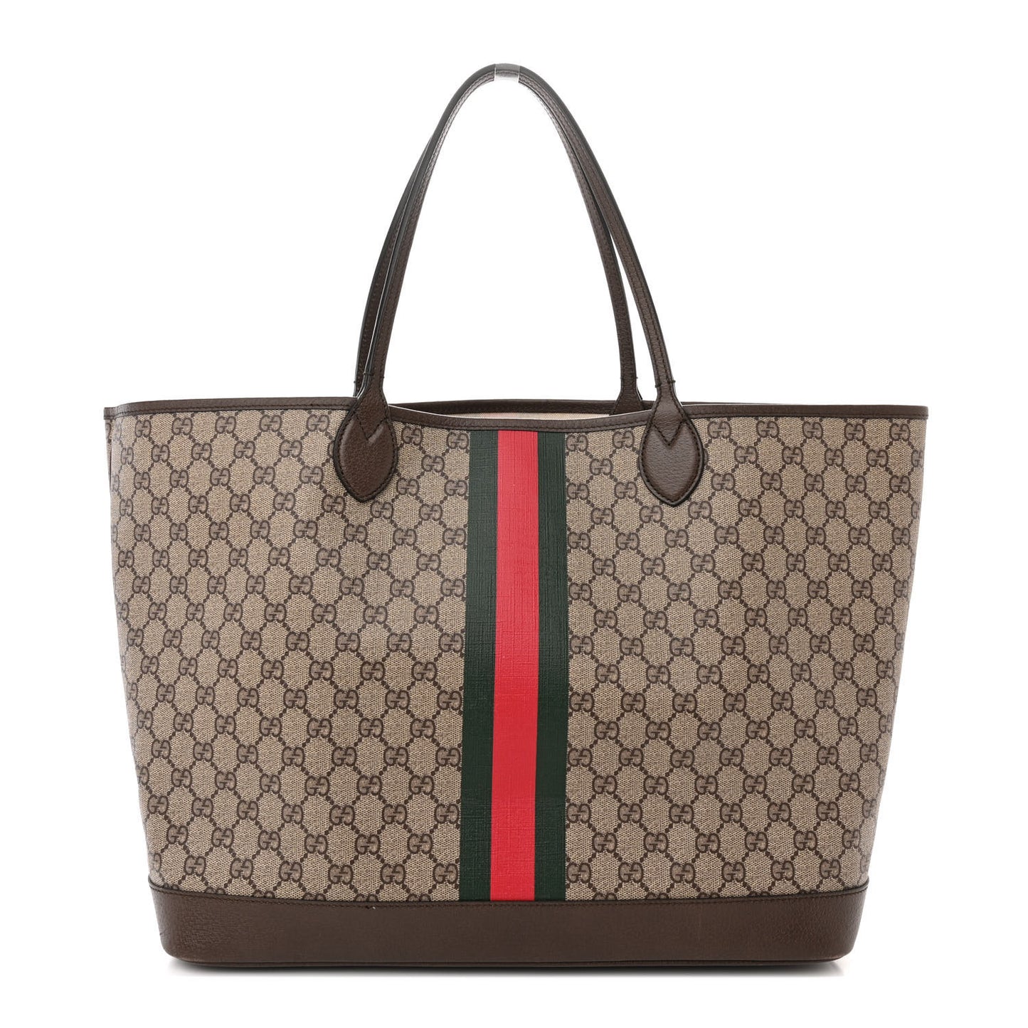 GG Supreme Monogram Textured Dollar Calfskin Web Large Ophidia Tote Beige Ebony New Acero