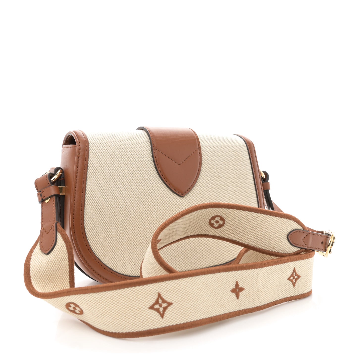 Canvas Smooth Calfskin LV Pont 9 Soft MM Caramel Brown