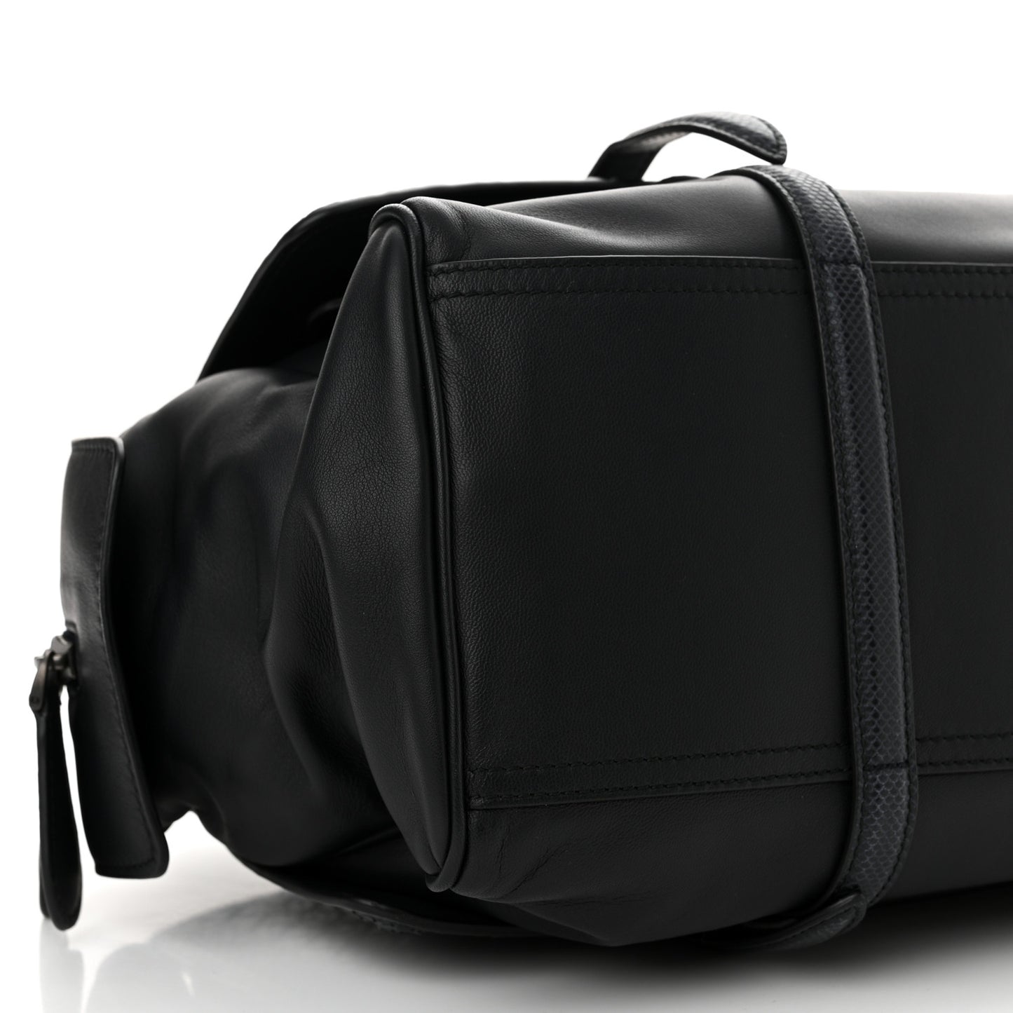 Nappa Snakeskin Intrecciato Medium Monaco Satchel Black