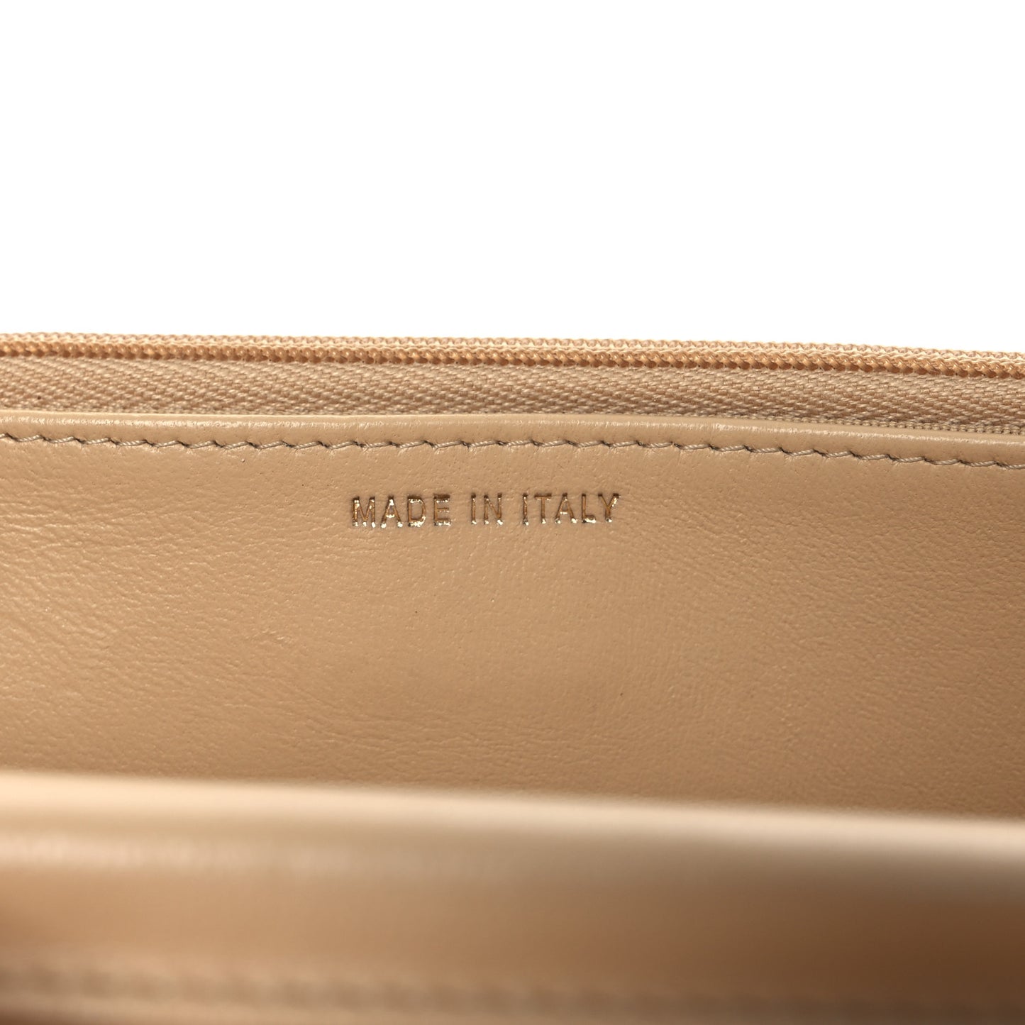 Lambskin Quilted Wallet On Chain WOC Beige