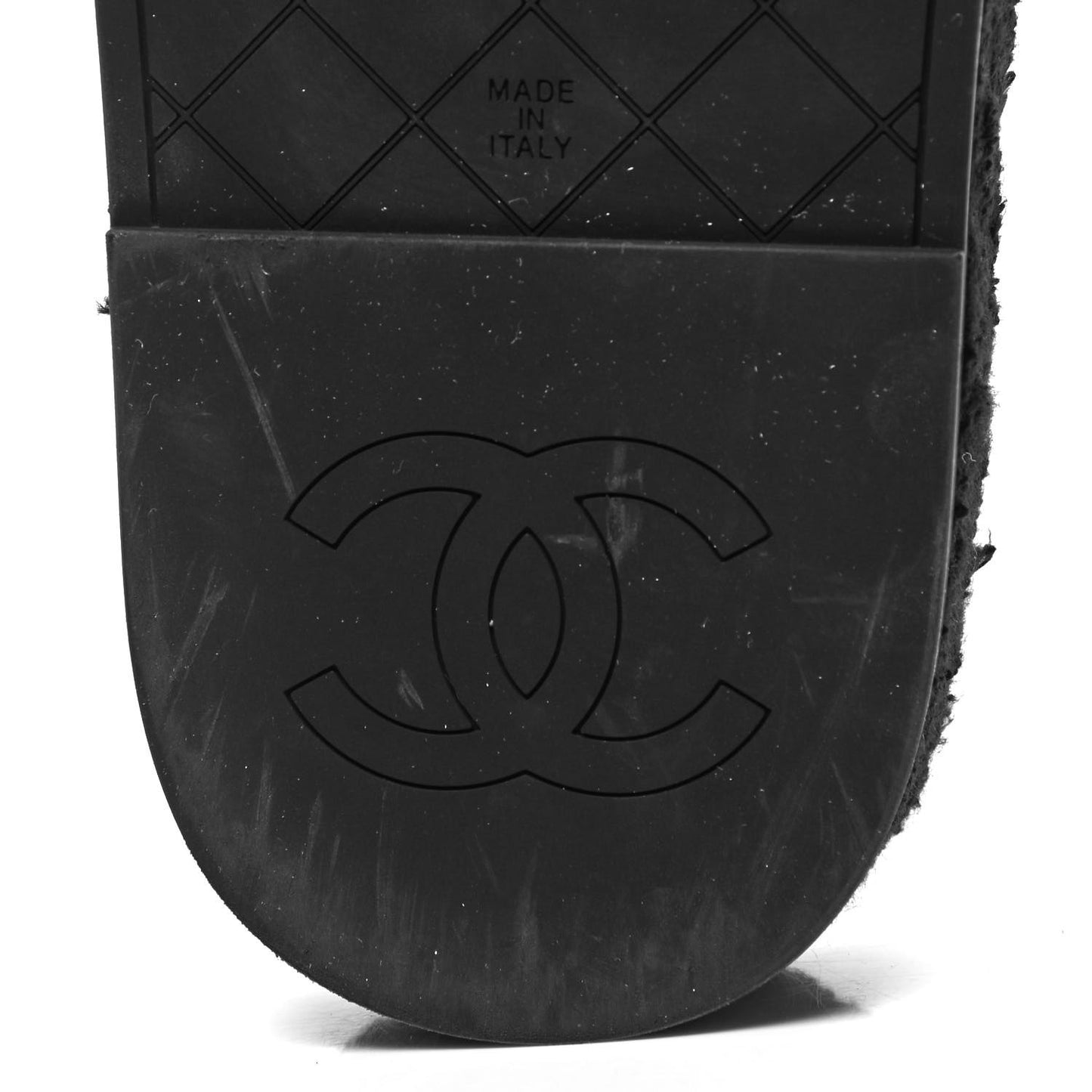 Terry Cloth Lambskin CC Sandals 40 Black