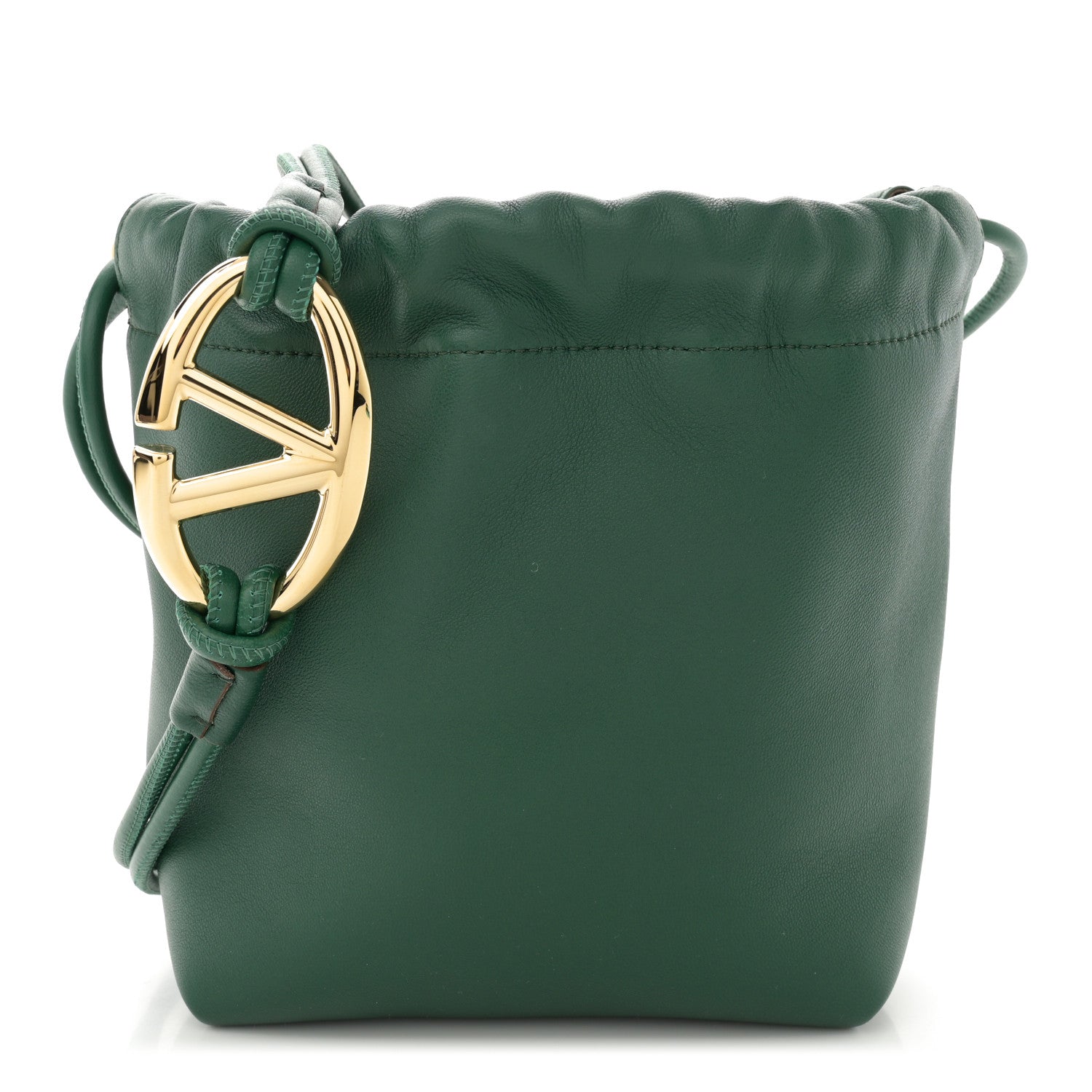 Valentino Garavani Nappa Mini Vlogo Pouf Bucket Bag Amazon Green 1 of 11