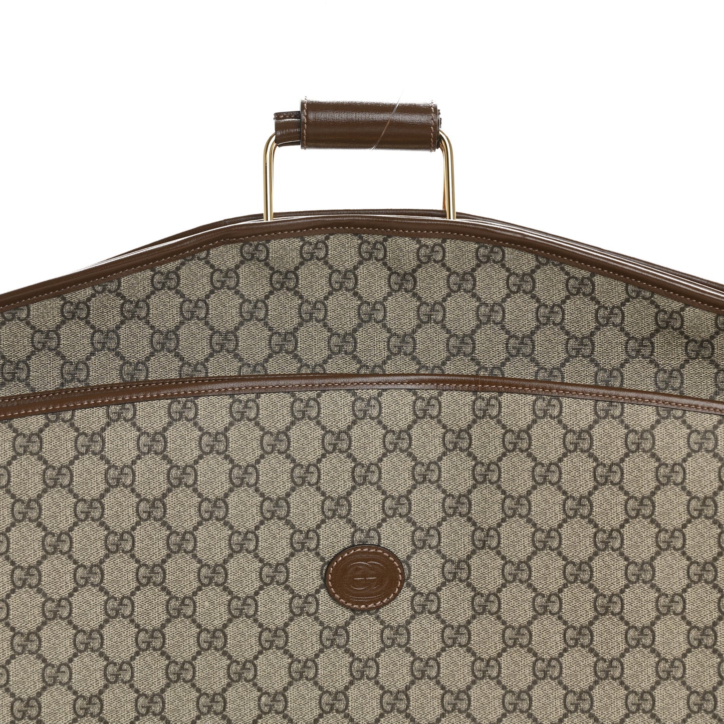 GG Supreme Monogram Azalea Calfskin Retro Interlocking G Hanger Garment Bag Beige Ebony Brown Sugar