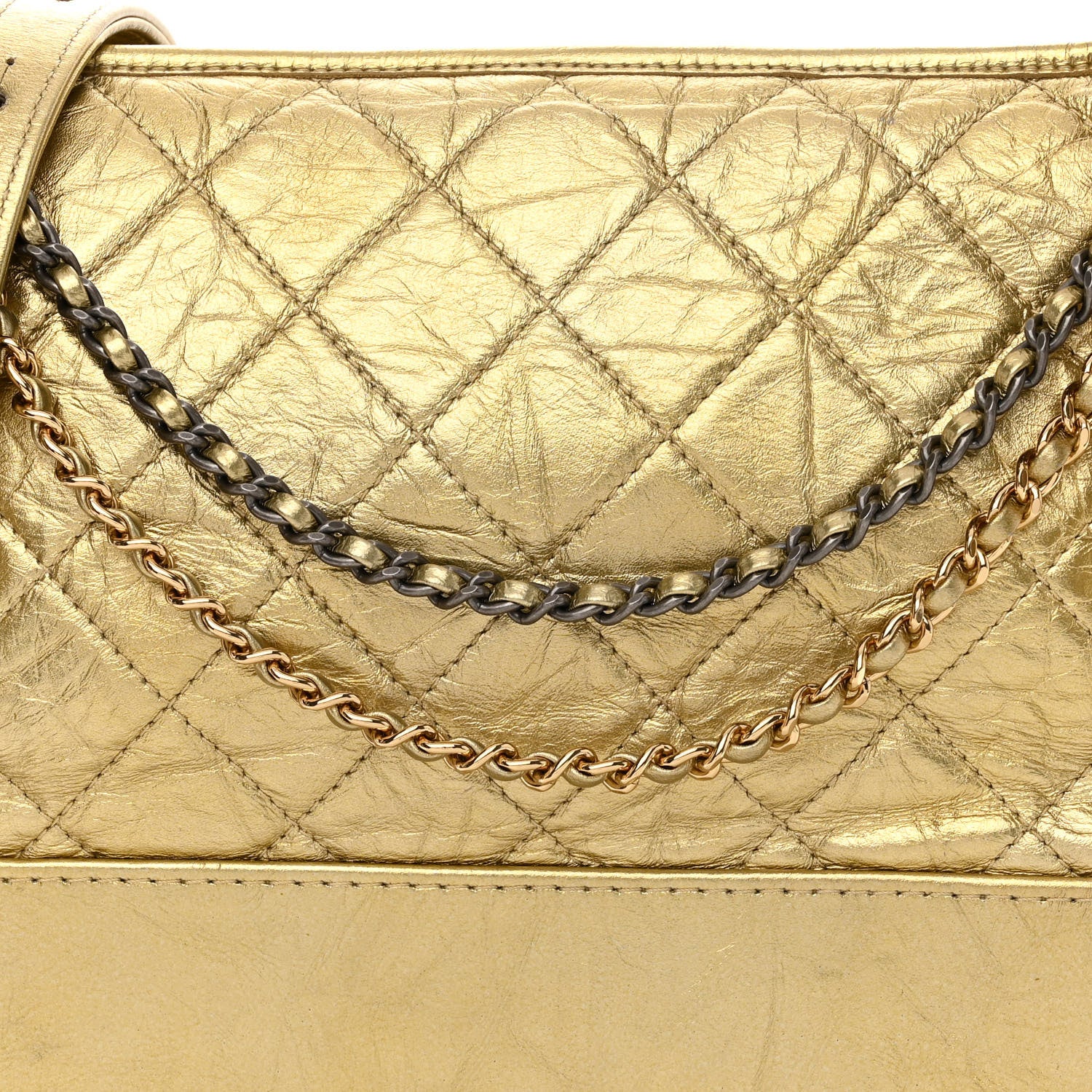 Chanel Metallic Lambskin Calfskin Quilted Medium Gabrielle Hobo Gold 8 of 11