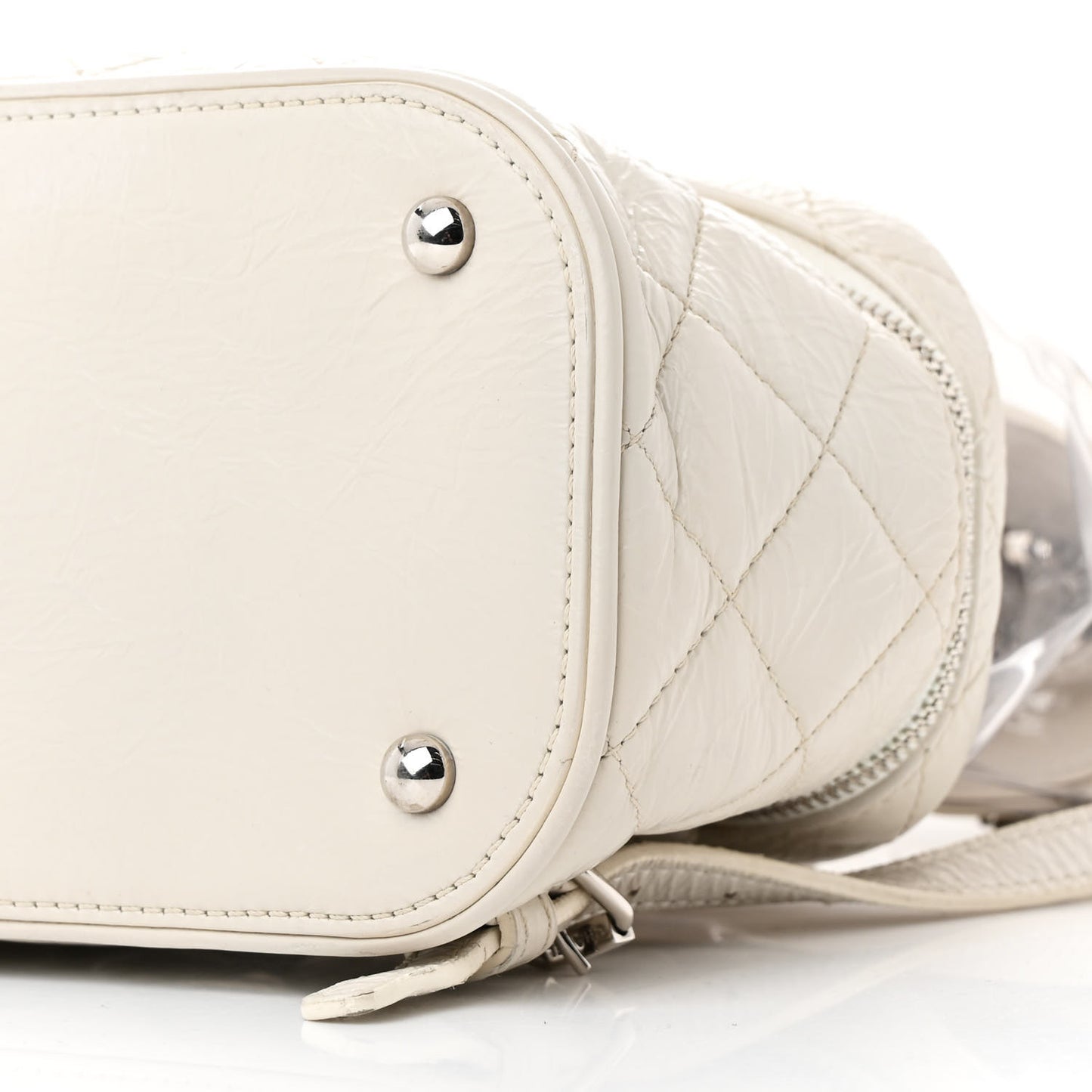 Crumpled Calfskin PVC Quilted Backpack White