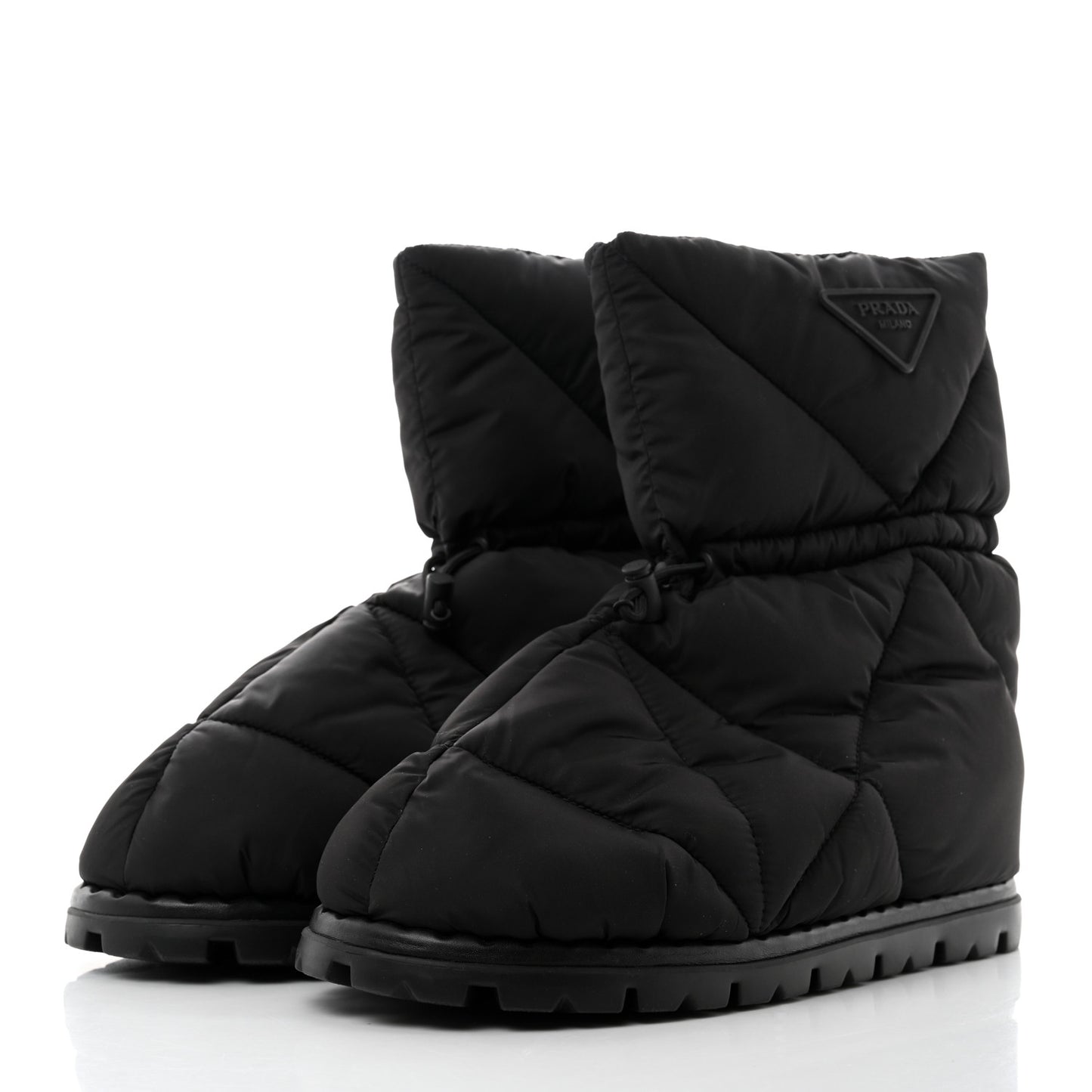 Re-Nylon Piuma Triangle Logo Padded Drawcord Mens Snow Boots 10 Black