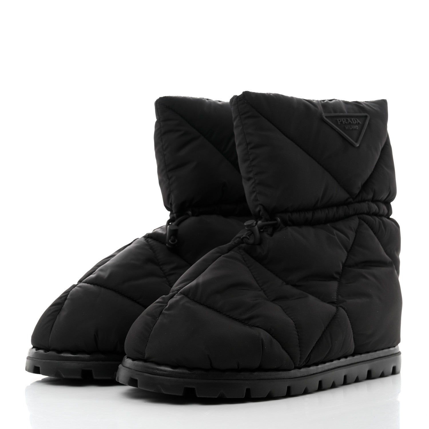 Prada Re-Nylon Piuma Triangle Logo Padded Drawcord Mens Snow Boots 10 Black 3 of 9