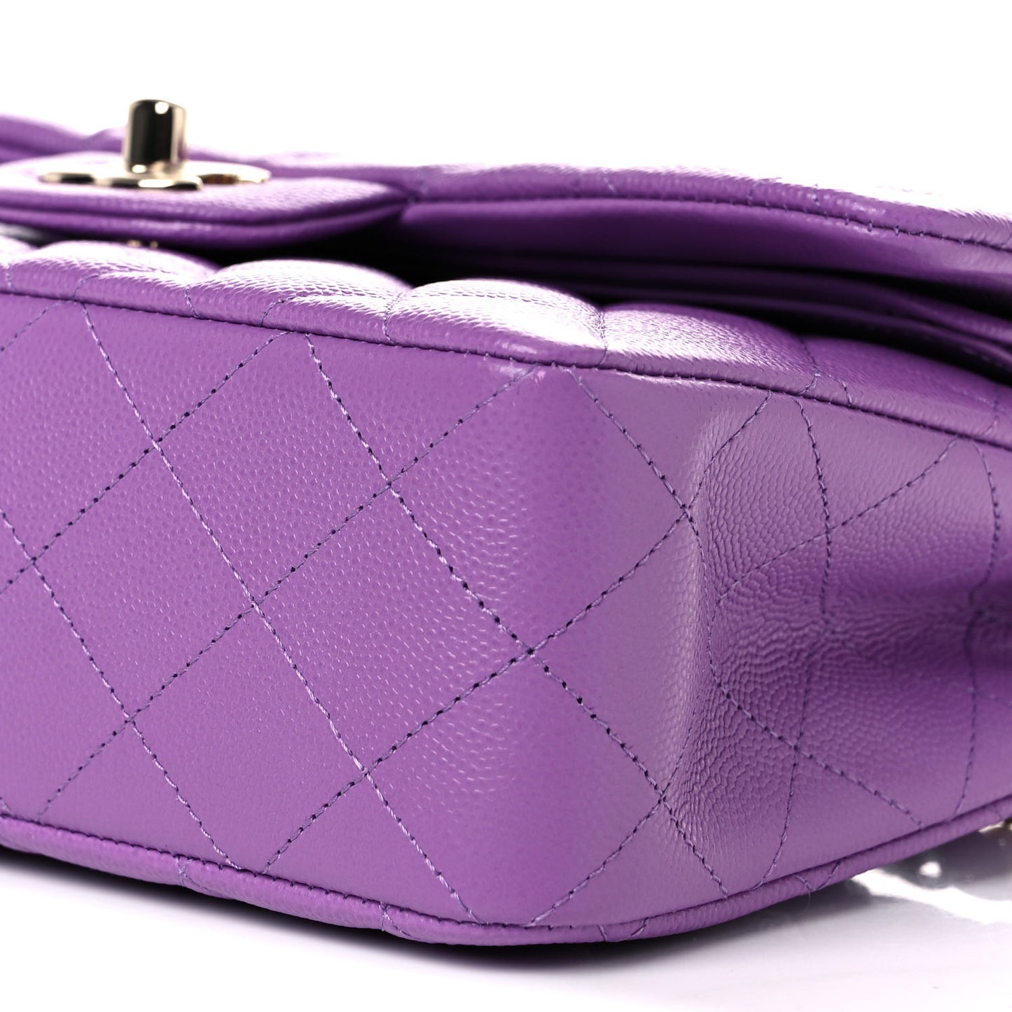 Caviar Quilted Small Double Flap Purple