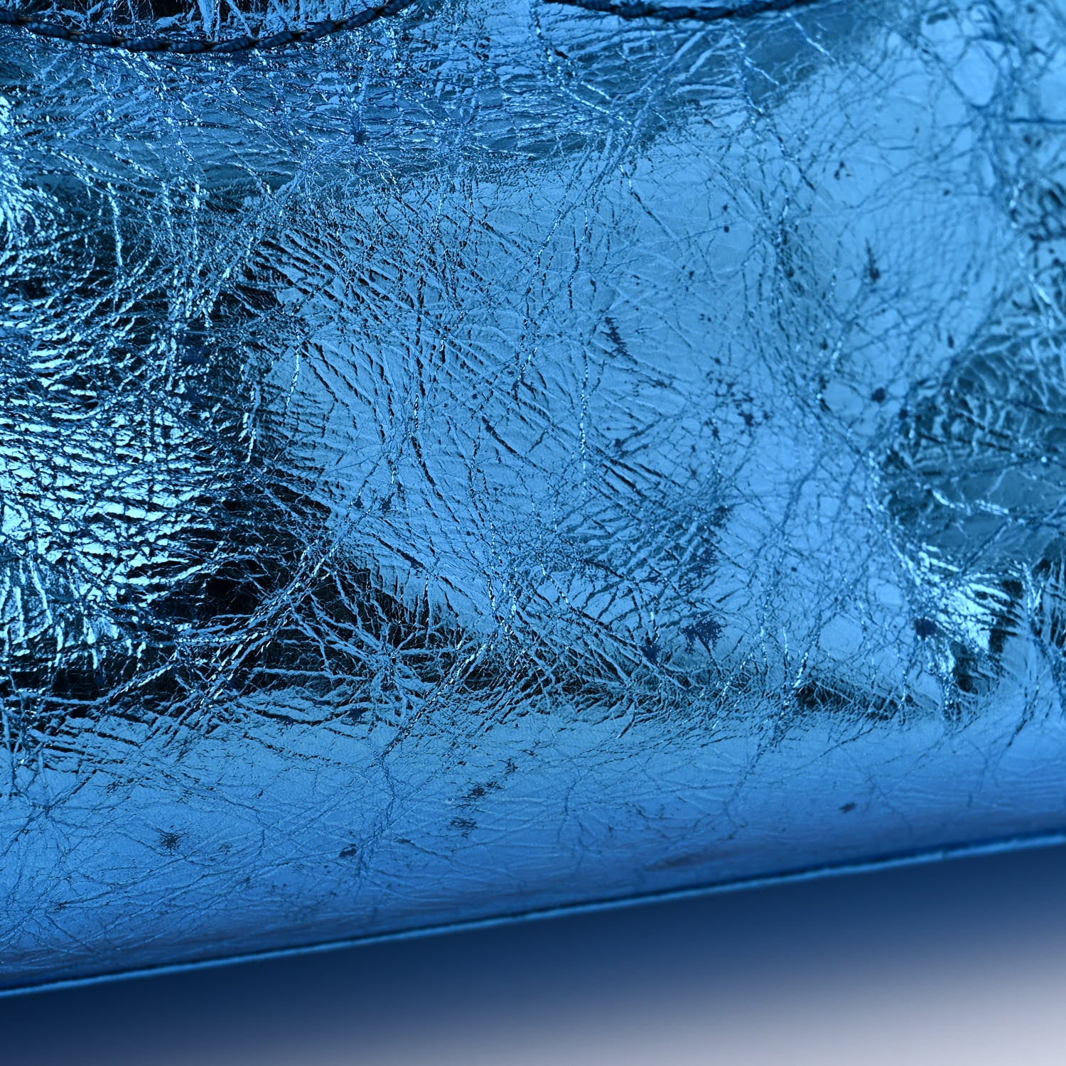 Chanel Metallic Cracked Calfskin Modern Chain Tote Blue 15 of 15