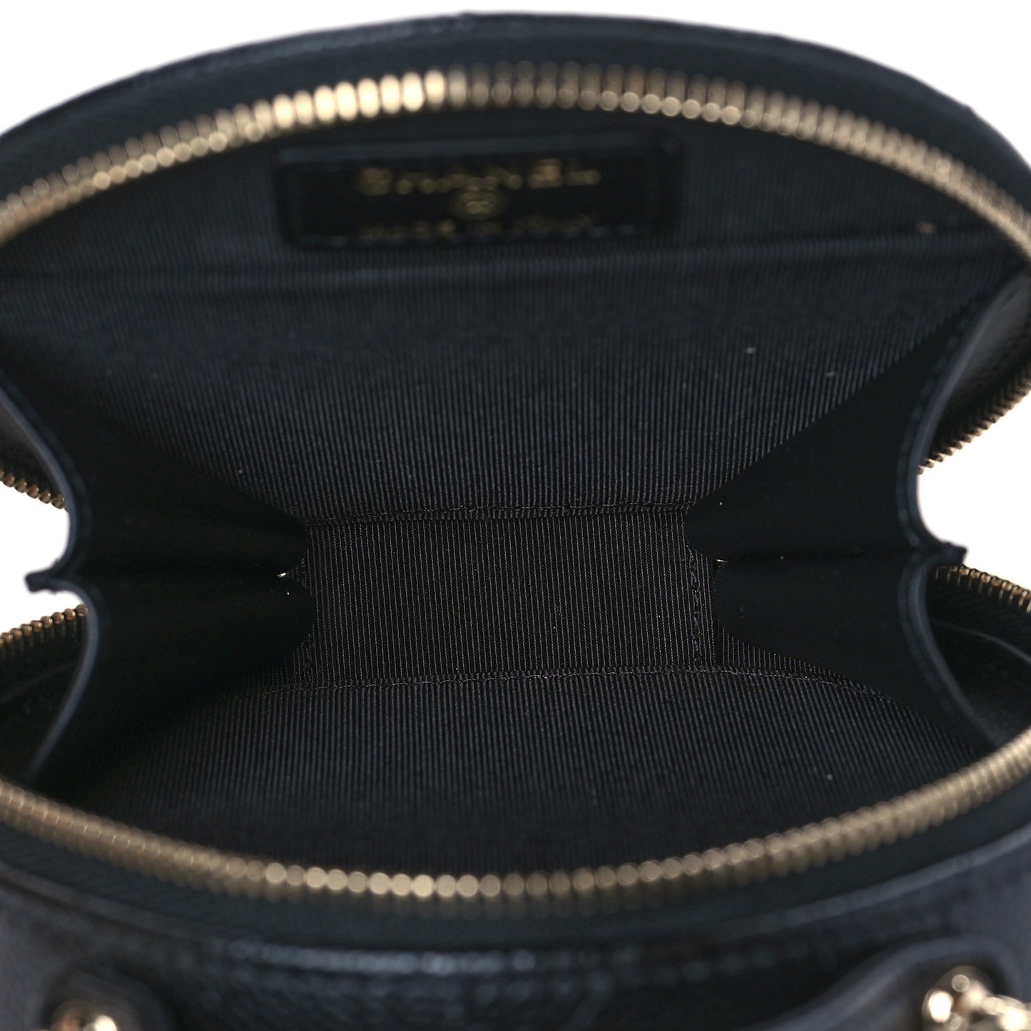 Caviar Quilted Round Handle With Care Vanity With Chain Black