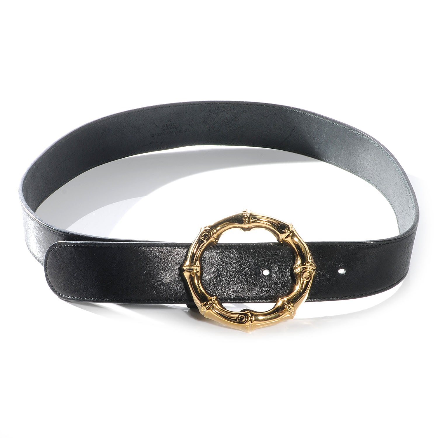 Gucci Leather Bamboo Buckle Belt 85 34 Black 53215 