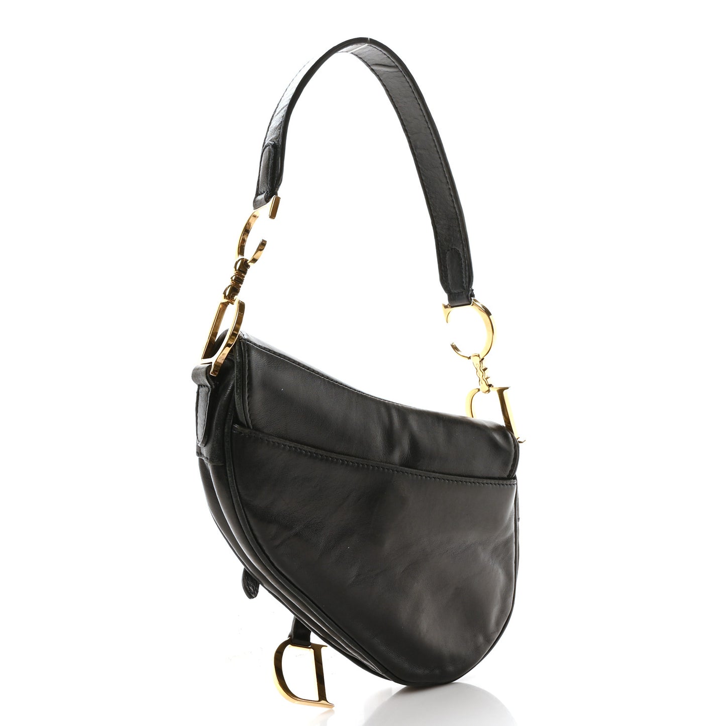 Supple Calfskin Mini Saddle Bag Black