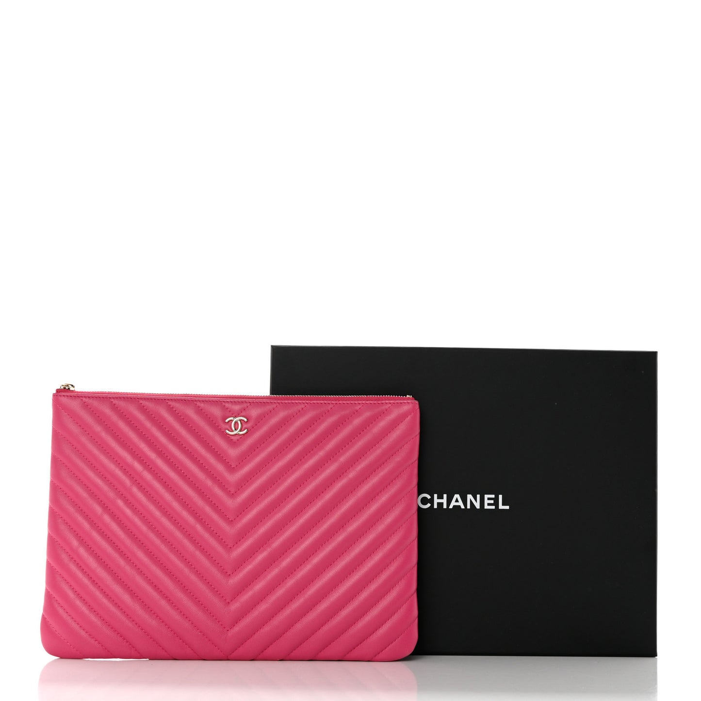 Lambskin Chevron Quilted Medium Cosmetic Case Pink